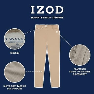 IZOD Girls School Uniform Sensory-Friendly Jegging, Soft Fabric with Flattened Seams, Tagless Pants, Navy, 10 US - Image 5