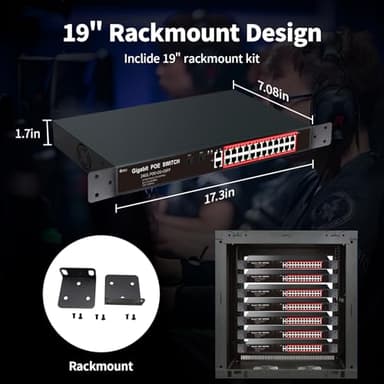 STEAMEMO 24-Port Managed Gigabit PoE+ Switch | 24×PoE+ Ports@360W, 2×Gigabit Uplinks, 2×SFP | VLAN, QoS, Port Mirroring | Metal Casing, Plug & Play | Overload Protection w/ Port - Image 9