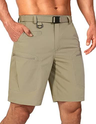 Shallowlulu Mens Cargo Hiking Shorts Water Resistant Quick Dry Lightweight Breathable Tactical Shorts with Nylon Belt(Mud 34W/8L) - Image 1