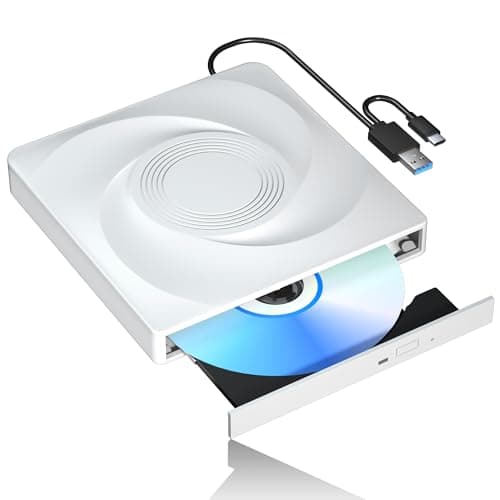 External CD/DVD Drive for Laptop CD Burner External DVD Drive, CD ROM DVD Player Portable CD Reader for Laptop PC, Compatible with Windows Linux Mac OS - Image 1