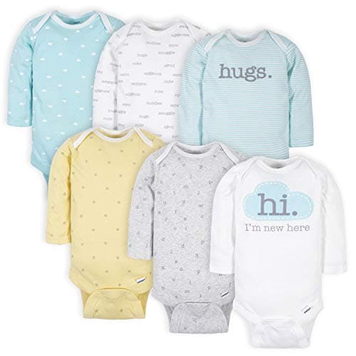 GerberUnisex Baby6 Pack Long-Sleeve Onesies BodysuitWords Grey12 Months - Image 1