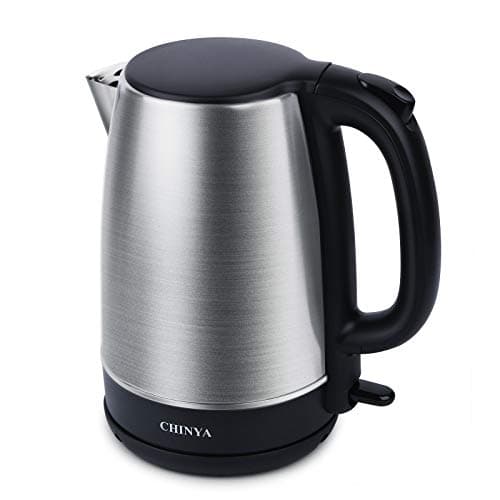 CHINYA Electric Kettle, 1.7 Liter Stainless Steel Tea Kettle with Blue LED Light, Fast Heating Countertop Tea Maker Hot Water Boiler with Auto Shut-Off & Boil Dry Protection, Black - Image 1