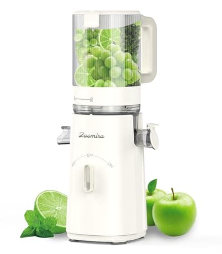 Cold Press Juicer, Zasmira Juicer Machines with Large Feeding Chute, Powerful Slow Juicer with Pulp Seperation, 99.6% Juice Purity, Easy to Clean, White - Image 1