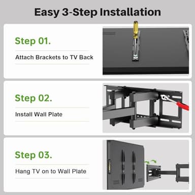 USX MOUNT Full Motion TV Wall Mount for Most 32-70 inch TVs up to 99 lbs, Wall Mount Bracket with Dual Articulating Arms, Swivel, Tilt, Max VESA 400x400mm, TV Mount Fits 12”/16” Wood Studs - Image 7