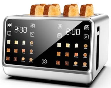 Touch Screen Toaster 4 Slice, Digital Smart Dual Control Touchscreen, Stainless Steel, 6 Toast Types & Levels include Bread, Bagel, with Defrost/Reheat/Single Slot Toasting Function - Image 1