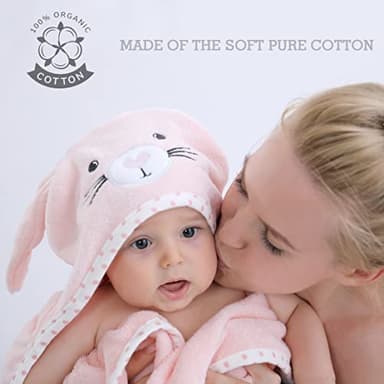TBEZY Baby Hooded Towel with Unique Animal Design Ultra Soft Thick Cotton Bath Towel for Newborn (Bunny) - Image 4