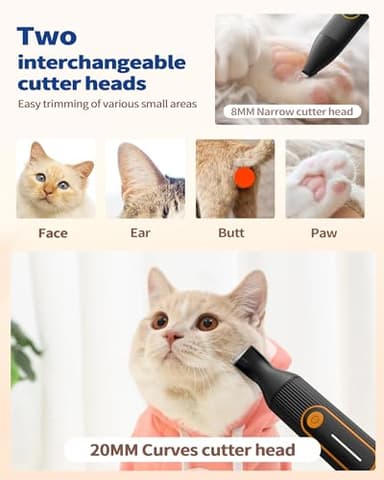 PAPMINI Dog & Cat Grooming Kit for Thick Coats, Heavy Duty Rechargeable Trimmer with LED Display & Storage Bag (Orange, 2 in 1) - Image 4
