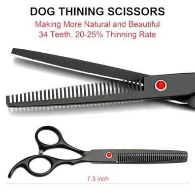 Professional Dog Grooming Scissors Kit Black 6 in 1, Dog Shears for Grooming 6CR Premium Stainless Steel Grooming Scissors Kit for Dogs Cat Pet - Image 2