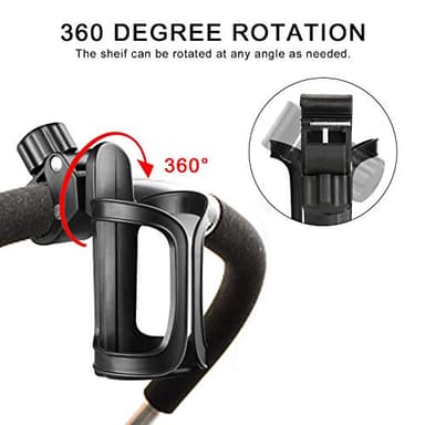 Accmor Stroller Cup Holder, Universal Cup Holder for Uppababy, Nuna, Doona Strollers, 360 ° Rotatable Bottle Holder for Stroller, Bike, Wheelchair, Walker, Scooter - Image 3