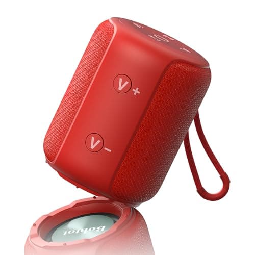 Bobtot Portable Speaker Bluetooth, IPX6 Shower Speaker Waterproof, 25H Playing Time, Loud and Stereo Sound with Bass, Dual Pairing for Party, Camping, Travel, Red - Image 1
