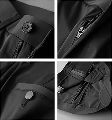 LUSHENUNI Men's Golf Pants Slim High Stretch, Ice Silk Dress Pants with Expandable-Waist Pants (Dark Grey,38) - Image 5