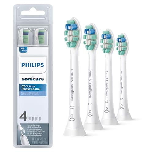 Philips Sonicare C2 Plaque Control - Genuine Replacement Electric Toothbrush Heads, White, 4 Pack One Year Supply, HX9024/65 - Image 1