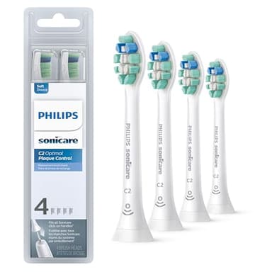 Philips Sonicare C2 Plaque Control - Genuine Replacement Electric Toothbrush Heads, White, 4 Pack One Year Supply, HX9024/65 - Image 1