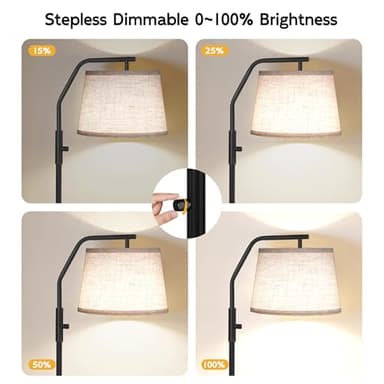 SUNMORY Floor Lamps for Living Room, 9W Bulb Included, Tall Lamp for Bedroom with Adjustable Head, Modern Standing Lamp, 0-100% Dimmable Arc Floor Lamp for Dining Room Office Nursery, Black. - Image 3