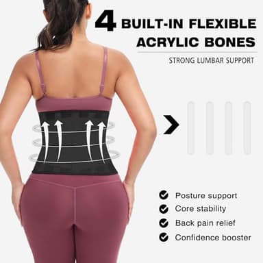 VENUZOR Waist Trainer Belt for Women - Waist Cincher Trimmer - Slimming Body Shaper Belt - Sport Girdle Belt (UP Graded)(Black,Small) - Image 5
