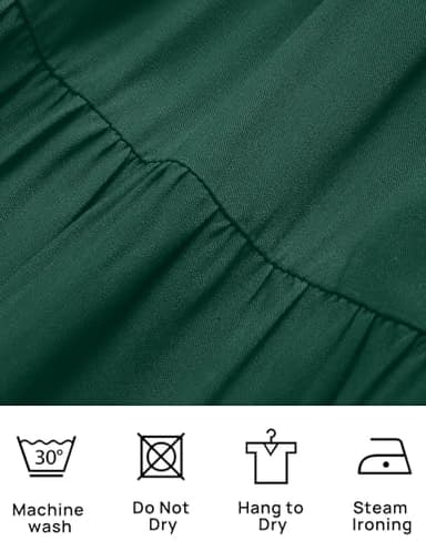 ZESICA Women's 2025 Summer Casual Flutter Short Sleeve Crew Neck Smocked Elastic Waist Tiered Midi Dress,Dark Green,Small - Image 6