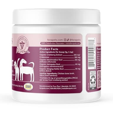Fera Pets Bladder Support - Cranberry for Dogs & Cats - D-Mannose & Marshmallow Root - Urinary Tract Support - Supports Normal Urine pH - Boosts Immunity - 60 Scoops - Image 8
