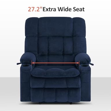 MCombo Oversized Power Lift Recliner Chair for Elderly, Dual Motor Lift Chair with Heat and Massage, Lay Flat Lift Chair for Big and Tall, Cup Holders, Fabric R7891 (Oversize, Navy Blue) - Image 7