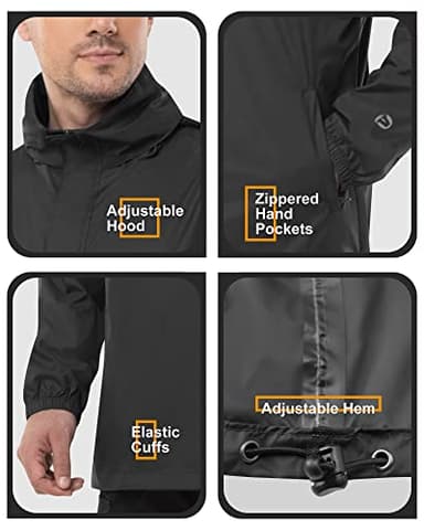 Outdoor Ventures Men's Rain Jacket Waterproof Lightweight Packable Rain Pullover for Hiking Golf Running - Image 5