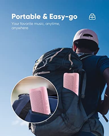 Bluetooth Speaker with HD Sound, Portable Wireless, IPX5 Waterproof, Up to 20H Playtime, TWS Pairing, BT5.3, for Home/Party/Outdoor/Beach, Stocking Stuffers, White Elephant Gifts for Adults (Pink) - Image 6