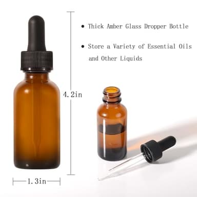 Dropper Bottle,1 oz 4 Pack Glass Droppers Bottle for Oils Eye Dropper Small Travel Oil Amber Dropper with 1 Funnel & 6 Labels - Essential Oils Bottles Tincture Bottles With Dropper Leakproof ﻿ - Image 5