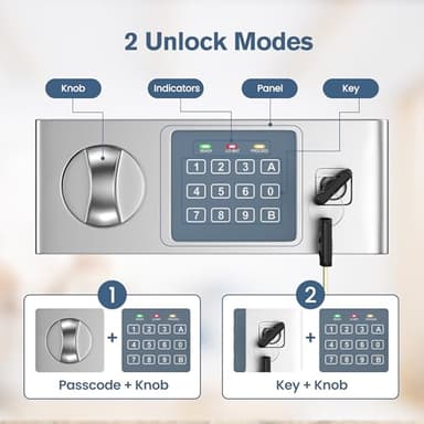 Locksworth Safe for Home, 0.6 Cubic Feet Safety Box, Lock Box for Money, Jewelry, Documents and Guns, Digital Security Safe for Office, Hotel and Personal Use, 13.8"W x 9.8"D x 9.8"H - Image 2