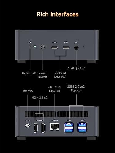 MINISFORUM Venus Series UM790 Pro Mini PC AMD Ryzen 9 7940HS(8C/16T, up to 5.2GHz) 32GB DDR5 1TB PCIe4.0 SSD Micro PC, 2xUSB4(DP|8K)/ 2xHDMI(4K)/ BT5.2/ 4xUSB3.2 Mini Tower PC - Image 8