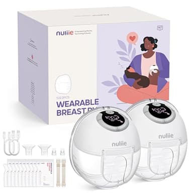 Nuliie Hands-Free Breast Pump, Wearable Breastfeeding Pump 4 Modes 9 Levels with 18/21/24MM Flange, Electric Breast Pump Portable, Replaced Pumping Accessories Included (2 Packs, WhiteSmoke) - Image 1