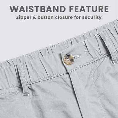 maamgic Men's Classic-fit 5.5" Cotton Casual Shorts Elastic Waistband with Multi-Pocket Daily Wear Walking Summer Outfit Silver Grey 30 - Image 3