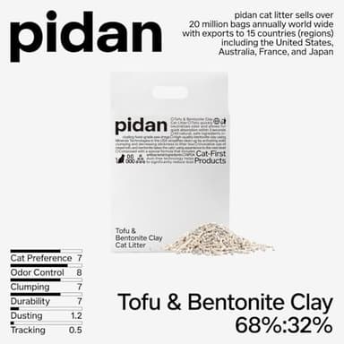 pidan Mix Cat Litter,Tofu Cat Litter with Bentonite 70%:30%,Absorbent and Fast Drying,Flushable Tofu Litter,Selected Quality Pea Dregs,5-Fold Water Absorption,Strong Clumping(5.3lb×4bags) - Image 2