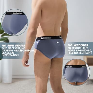 BAMBOO COOL Men's Underwear Briefs Soft Breathable Briefs Underwear Contour Pouch No Fly Men's Briefs - Image 5