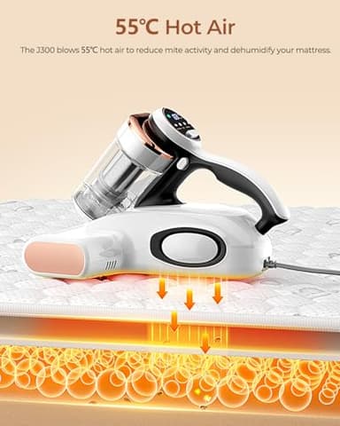 JIGOO Bed Vacuum Cleaner with Dust Sensor, Mattress Vacuum Cleaner with UV & Ultrasonic and High Heating, 13Kpa Suction 500W Powerful Double-Cup Handheld Vacuums (J300, Corded) - Image 4