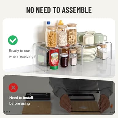 Clear Cabinet Organizer, Shelf Organizer Set of 2 for Kitchen Pantry Organizers and Storage, Display Cabinet Shelf Room Decor Countertop Desk Shelves, Patented Spice Organization for Cabinet - Image 4