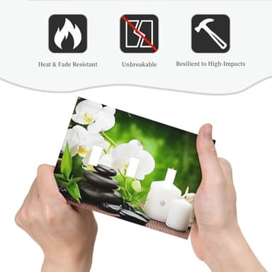 Modern Zen Giclee Wall Art Spa 3-Gang Triple Toggle Decorative Light Switch Plate Cover Massage Treatment Wall Plate Standard Size Wallplate Electrical Device Outlet Cover 6.7x 4.8 IN - Image 6
