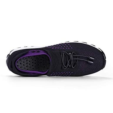 Women's Walking Shoes Sock Sneakers - Mesh Easy Lace Air Cushion Lady Girls Modern Jazz Dance Platform Nursing Shoes Purple&Black,6.5 - Image 4