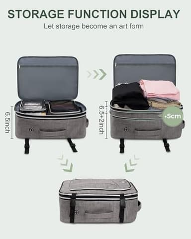 Travel Carry On 17.5" Laptop Expandable Backpack for Men Women, Personal Item Bag Waterproof Airline Approved with USB Charging Hole 3 Packing Cubes, Large Weekender Daypack Business Luggage Suitcase - Image 8