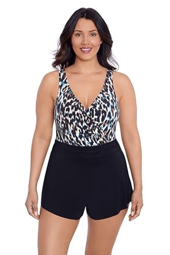 TrimShaper Womens Tummy Control Rebecca Swim Romper with Built in Cups and Bra Support, Leopard in The Mist, 10 - Image 1