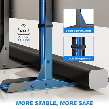 Rfiver Universal TV Stand for 20-75 inch Flat Curved TVs, Height Adjustable Table Top TV Stand, TV Feet with Cable Management,Steel Replacement TV Legs Holds up to 110 lbs, Max VESA 800x600mm, Black - Image 4