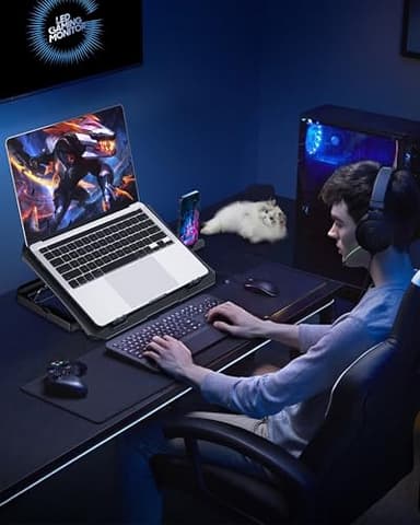 AICHESON Laptop Cooling Pad for 12-15.6 Inch, 6 Cooler Fans with Blue Lights, Laptop Cooling Stand with 2 USB Ports (Blue) - Image 6