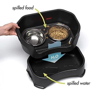 Neater Feeder Deluxe Mess Proof Dog Bowls Elevated for Large Dogs – Made in USA – No Spill Raised Dog Food Bowl Stand w/Leg Extensions – Stainless Steel Dog Food and Water Bowl Set – Black - Image 3