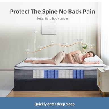 Selene Bedding Full Size Mattresses, 10 Inch Mattress Full with Pocket Spring and Memory Foam for Pressure Relief, Motion Isolation, Edge Support, Medium Firm Mattress in a Box, CertiPUR-US, Grey - Image 4