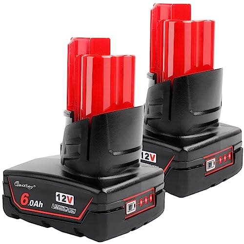 waitley 2 Pack 12V 6A Replacement Battery Compatible with Milwaukee 6.0Ah Power Tools - Image 1