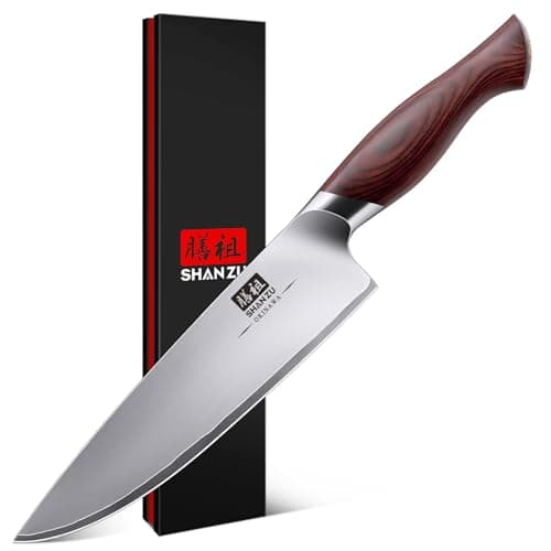 SHAN ZU Chef Knife 8 Inch, High Carbon Japanese 10Cr15Mov Stainless Steel Kitchen Professional Cooking Knife, Ultra Sharp Japanese Knife with Ergonomic Pakkawood Handle - Image 1