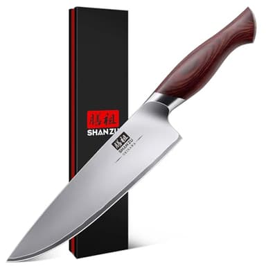 SHAN ZU Chef Knife 8 Inch, High Carbon Japanese 10Cr15Mov Stainless Steel Kitchen Professional Cooking Knife, Ultra Sharp Japanese Knife with Ergonomic Pakkawood Handle - Image 1