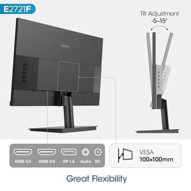 KOORUI 27 Inch QHD (2560x1440) IPS Ultra-Thin Computer Gaming Monitor, 100Hz Refresh Rate, DCI-P3 95%, FreeSync & G-Sync, 1ms MPRT, HDR10, VESA 100x100mm, Tilt Adjustable for Game and Work - Image 7