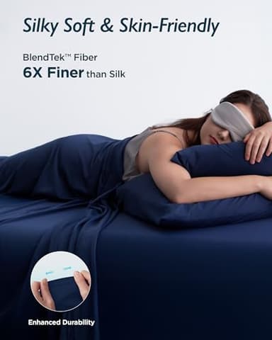 Breescape Cooling Sheet Set Twin XL Size - BlendTek™ Dry & Cool Technology for Hot Sleepers and Night Sweats, Q-Max>0.46 Tech, Deep Pocket Up to 18", 360° Elastic Band, Twilight Blue - Image 8