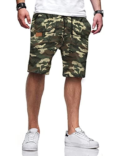 JMIERR Mens Casual Shorts - Fashion Cotton Drawstring Summer Beach Stretch Waist Twill Chino Golf Travel Essentials Cruise Camo Shorts with Pockets for Men 8 Inch Inseam, L, Camouflage 2 - Image 1
