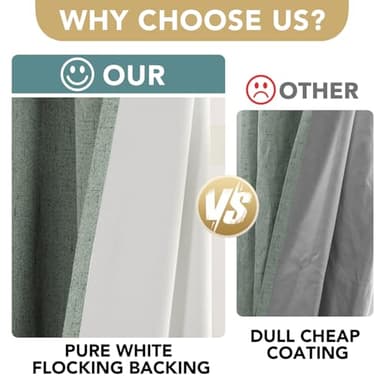H.VERSAILTEX 100% Blackout Curtains for Bedroom Thermal Insulated Linen Textured Curtains Heat and Full Light Blocking Drapes Living Room Curtains 2 Panel Sets, 52x96 - Inch, Green Bay - Image 3