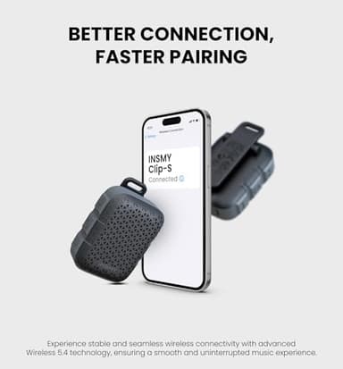 INSMY Wearable Bluetooth Speakers,IP67 Waterproof,Clip-On Portable Small Personal Speaker/Clean Sound/Stereo Pair/Wireless 5.4/ENC Built-in Mic/Lightweight for Outdoor Golf Work Pool (Black) - Image 8
