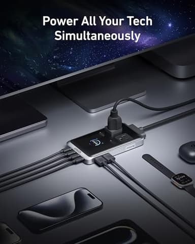 Anker Prime Charging Station, 240W 8-in-1 USB-C Power Strip, 5 ft Detachable Extension Cord, 2 AC, 4 USB-C, 2 USB-A, for iPhone 16/15, Desktop Accessory for MacBook, Home, Office (Not for Travel) - Image 3
